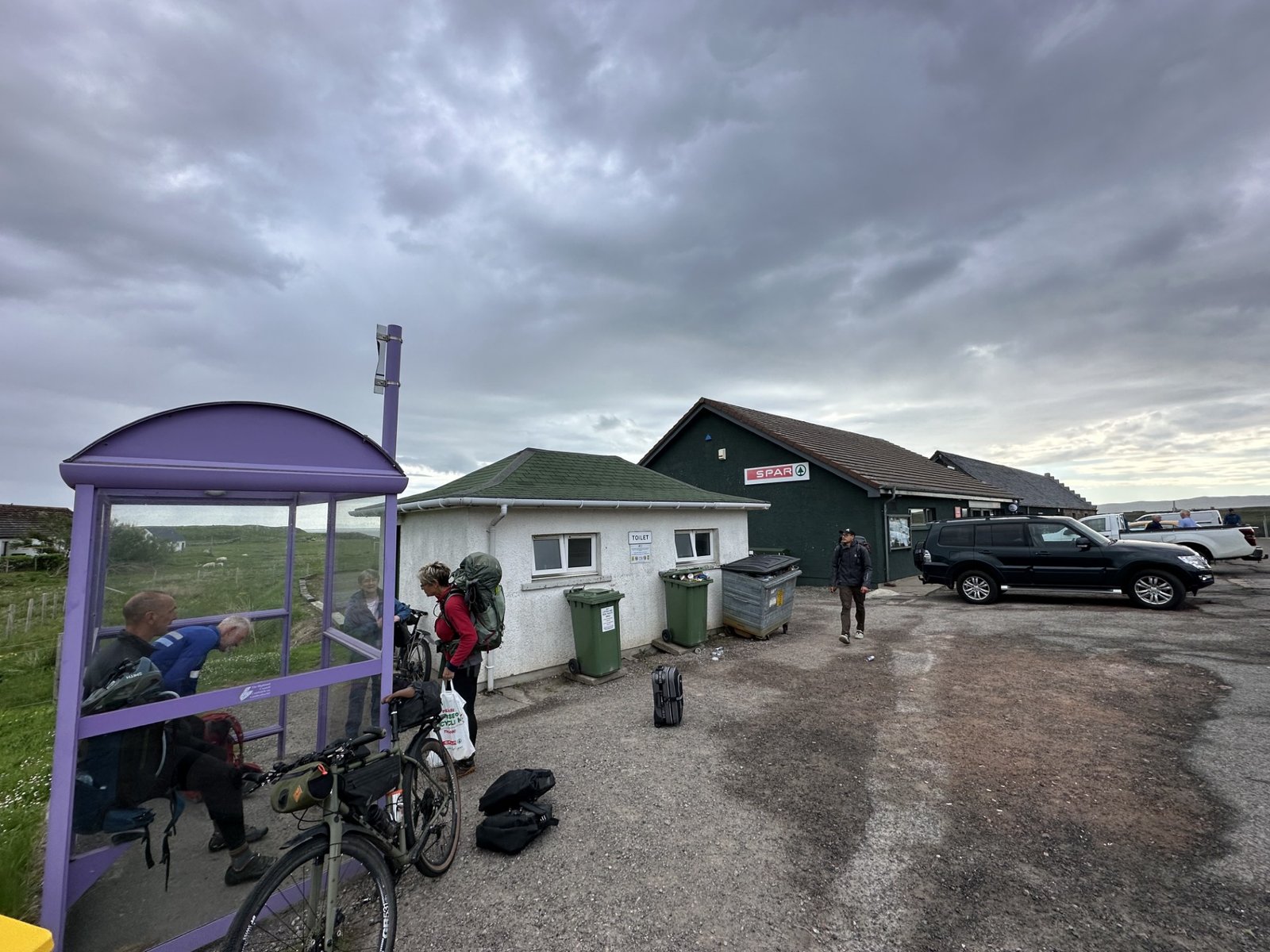Durness Bus stop for the bus to Inverness at the end of the cape wrath trail